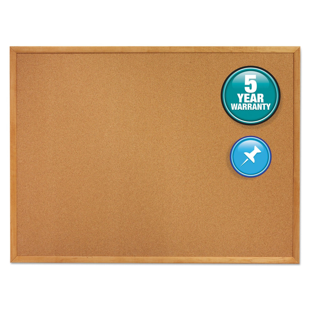 Quartet Classic Series Cork Bulletin Board, 36 x 24, Oak Finish Frame
