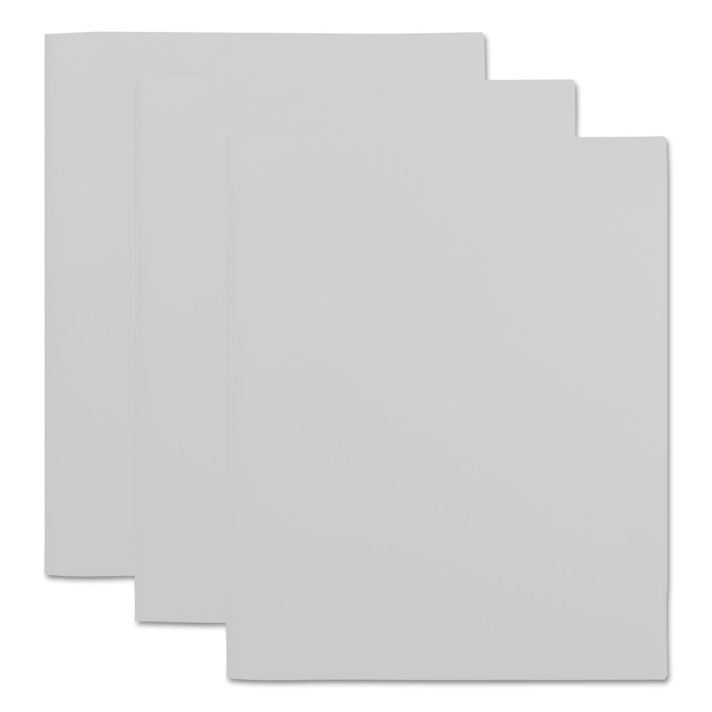 Universal Two-Pocket Plastic Folders, 100-Sheet Capacity, 11 x 8.5, White, 10/Pack