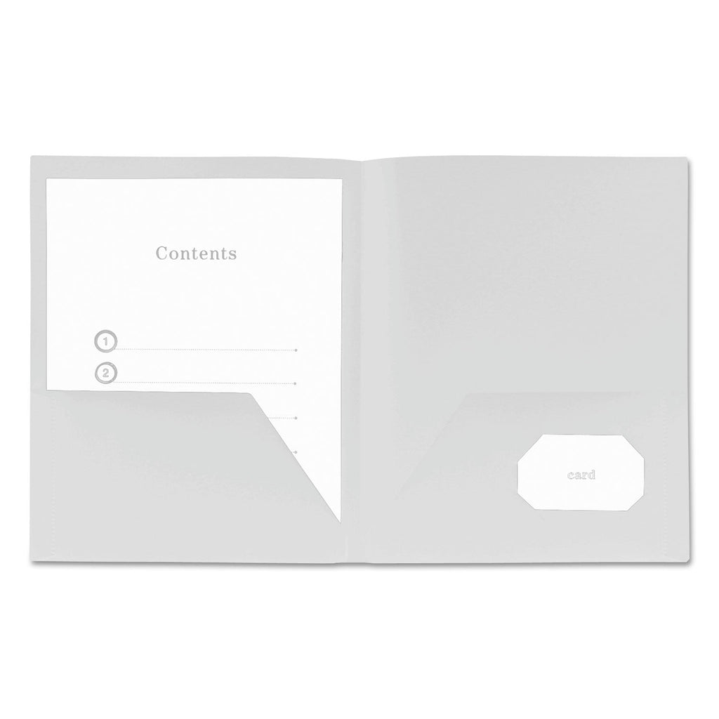Universal Two-Pocket Plastic Folders, 100-Sheet Capacity, 11 x 8.5, White, 10/Pack