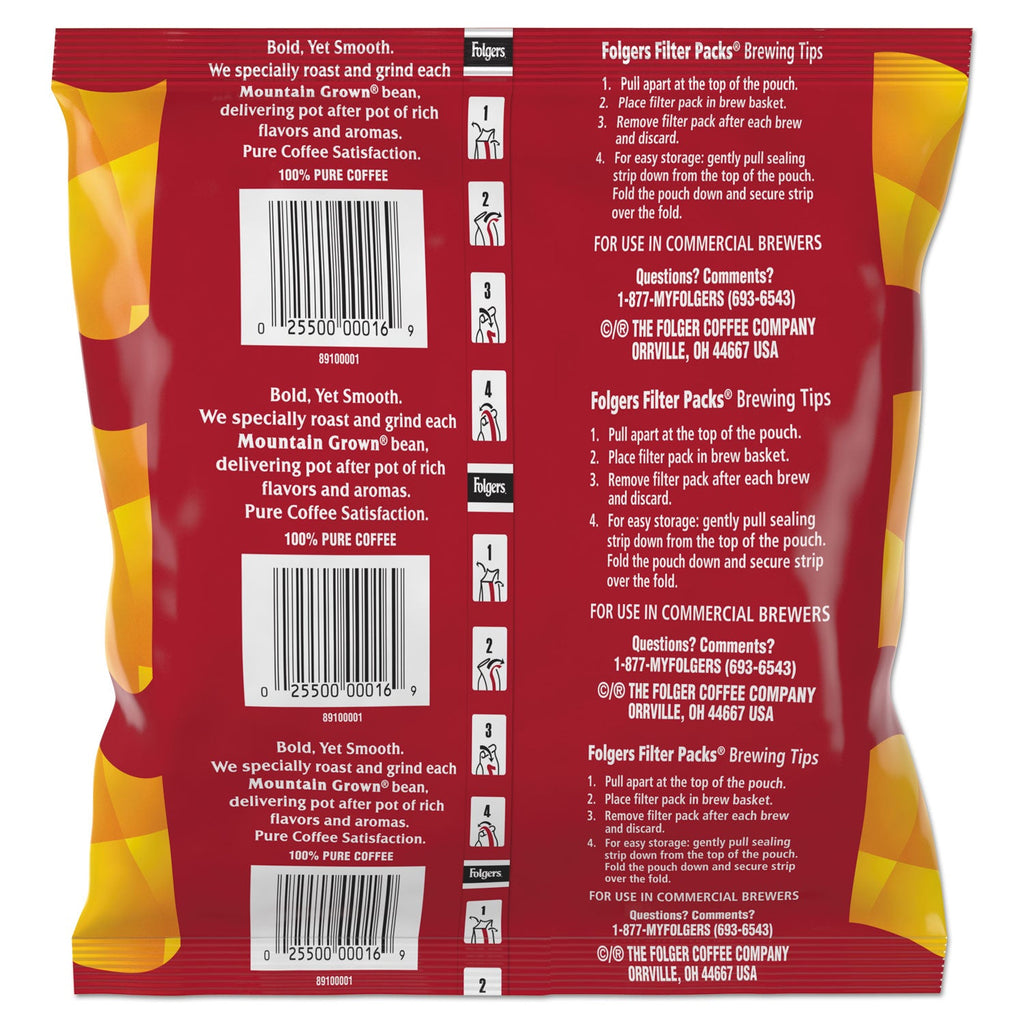 Folgers Coffee Filter Packs, Black Silk, 1.4 oz Pack, 40Packs/Carton