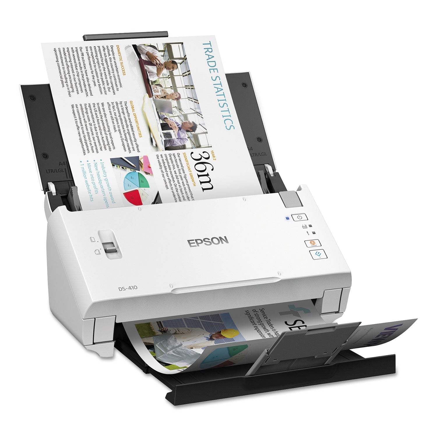 Epson DS-410 Document Scanner, 600 dpi Optical Resolution, 50-Sheet Duplex Auto Document Feeder