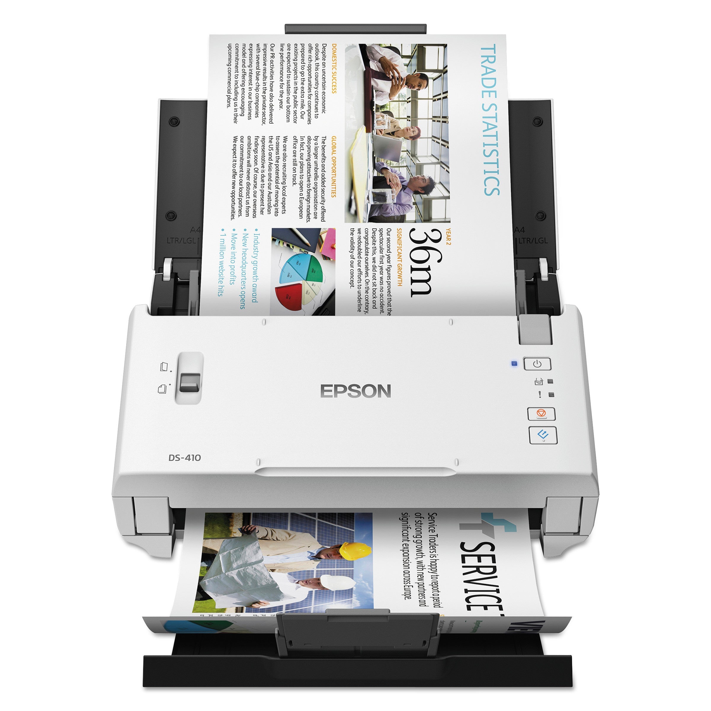 Epson DS-410 Document Scanner, 600 dpi Optical Resolution, 50-Sheet Duplex Auto Document Feeder