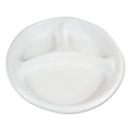 Boardwalk Hi-Impact Plastic Dinnerware, Plate, 3-Compartment, 10" dia, White, 500/Carton