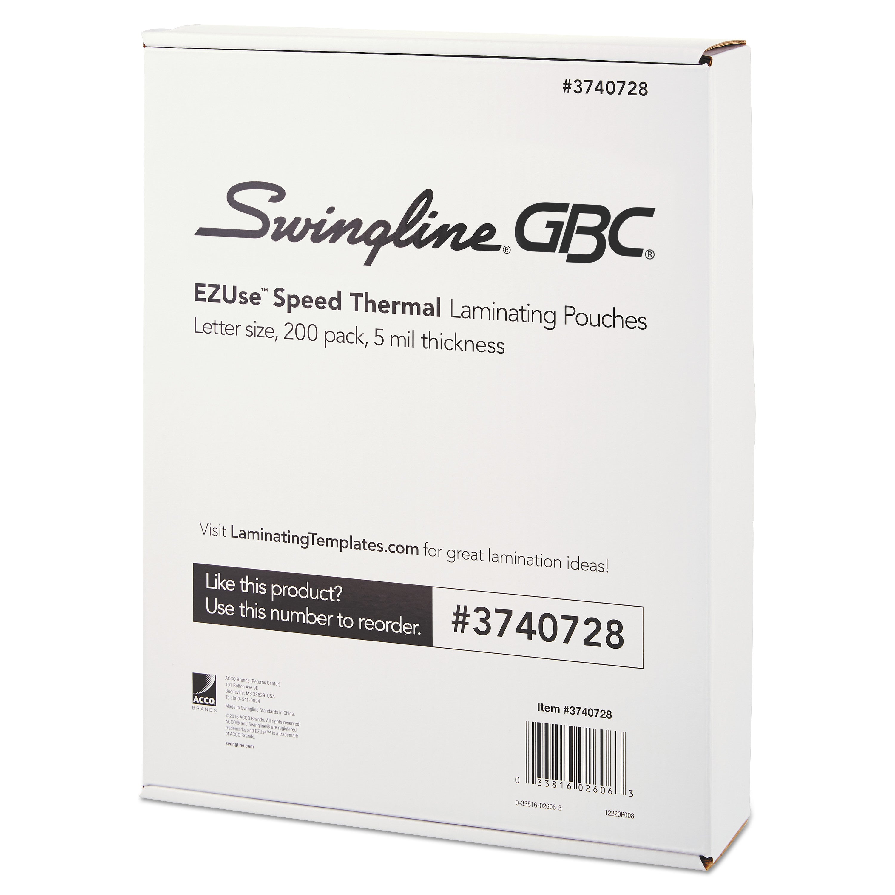 GBC EZUse Thermal Laminating Pouches, 5 mil, 9" x 11.5", Gloss Clear, 200/Pack