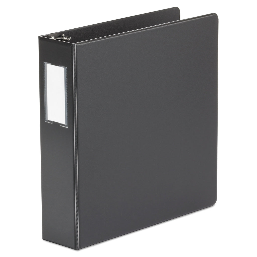Universal Deluxe Non-View D-Ring Binder with Label Holder, 3 Rings, 2" Capacity, 11 x 8.5, Black