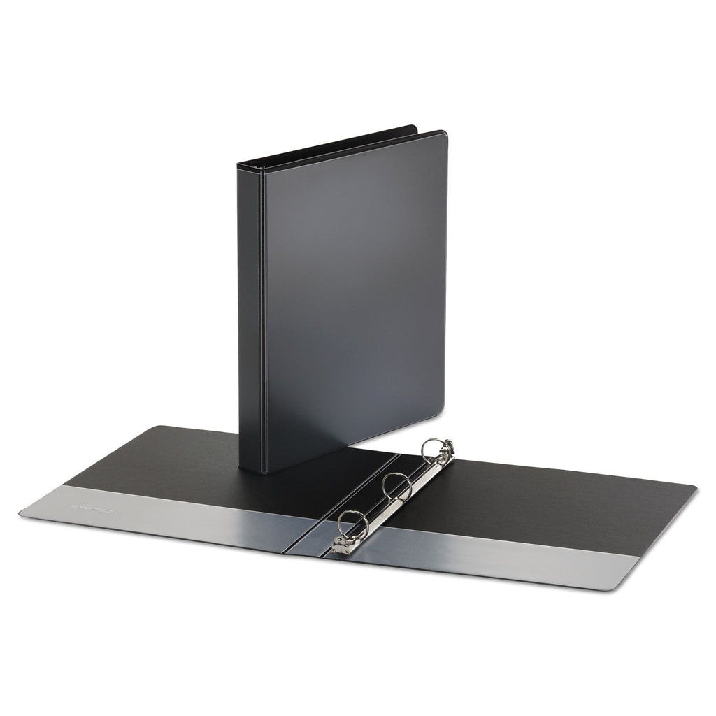Universal Economy Round Ring View Binder, 3 Rings, 1" Capacity, 11 x 8.5, Black