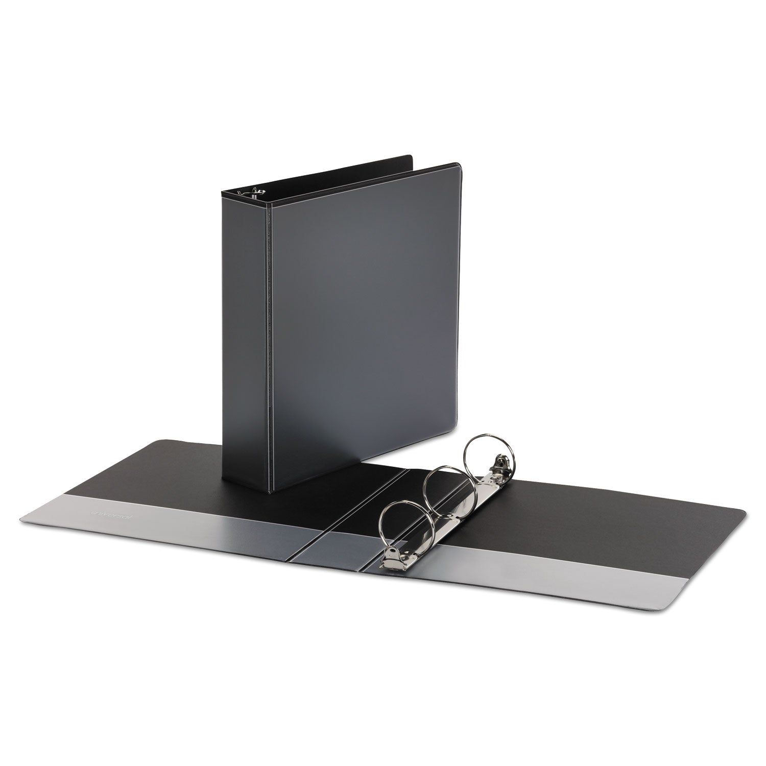 Universal Economy Round Ring View Binder, 3 Rings, 2" Capacity, 11 x 8.5, Black