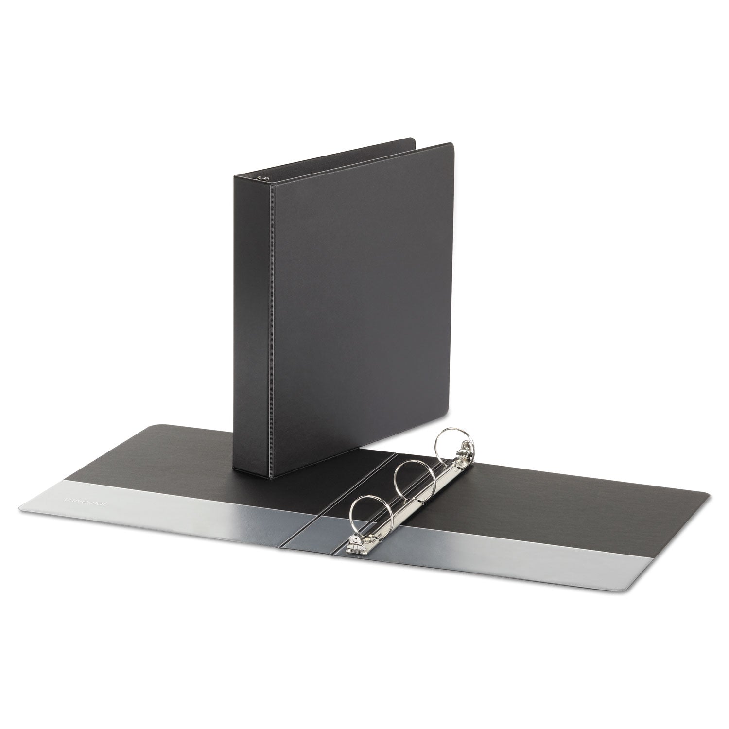 Universal Economy Non-View Round Ring Binder, 3 Rings, 1.5" Capacity, 11 x 8.5, Black, 4/Pack