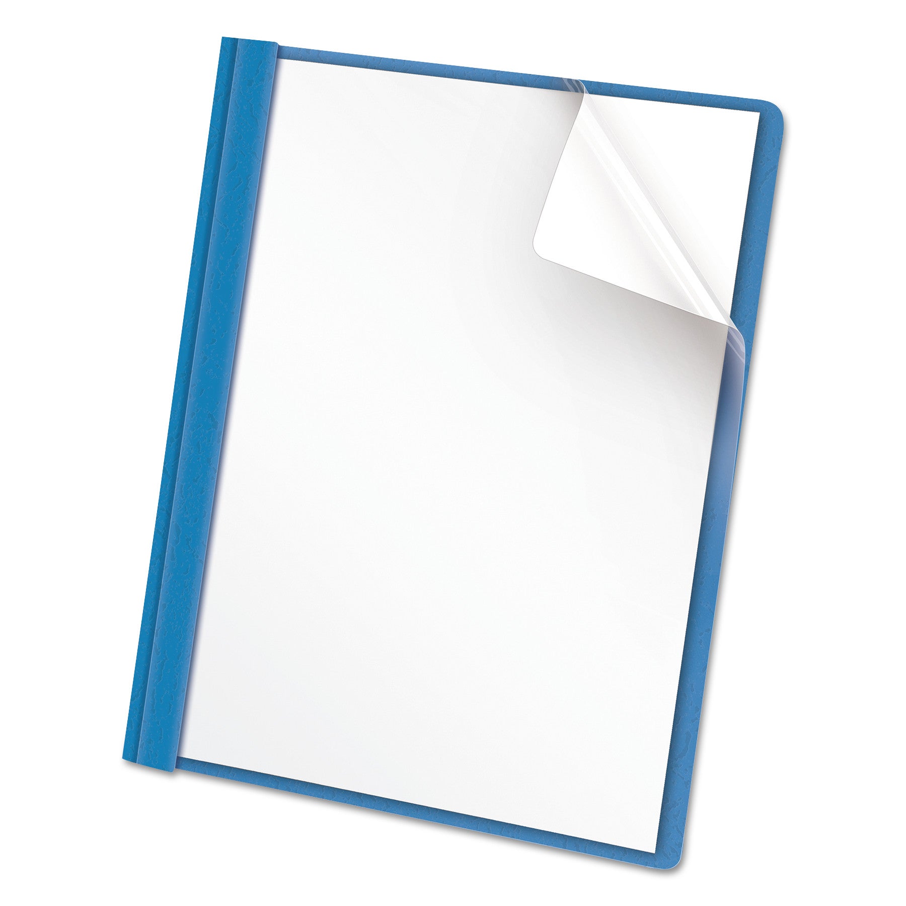Universal Clear Front Report Cover, Prong Fastener, 0.5" Capacity, 8.5 x 11, Clear/Light Blue, 25/Box