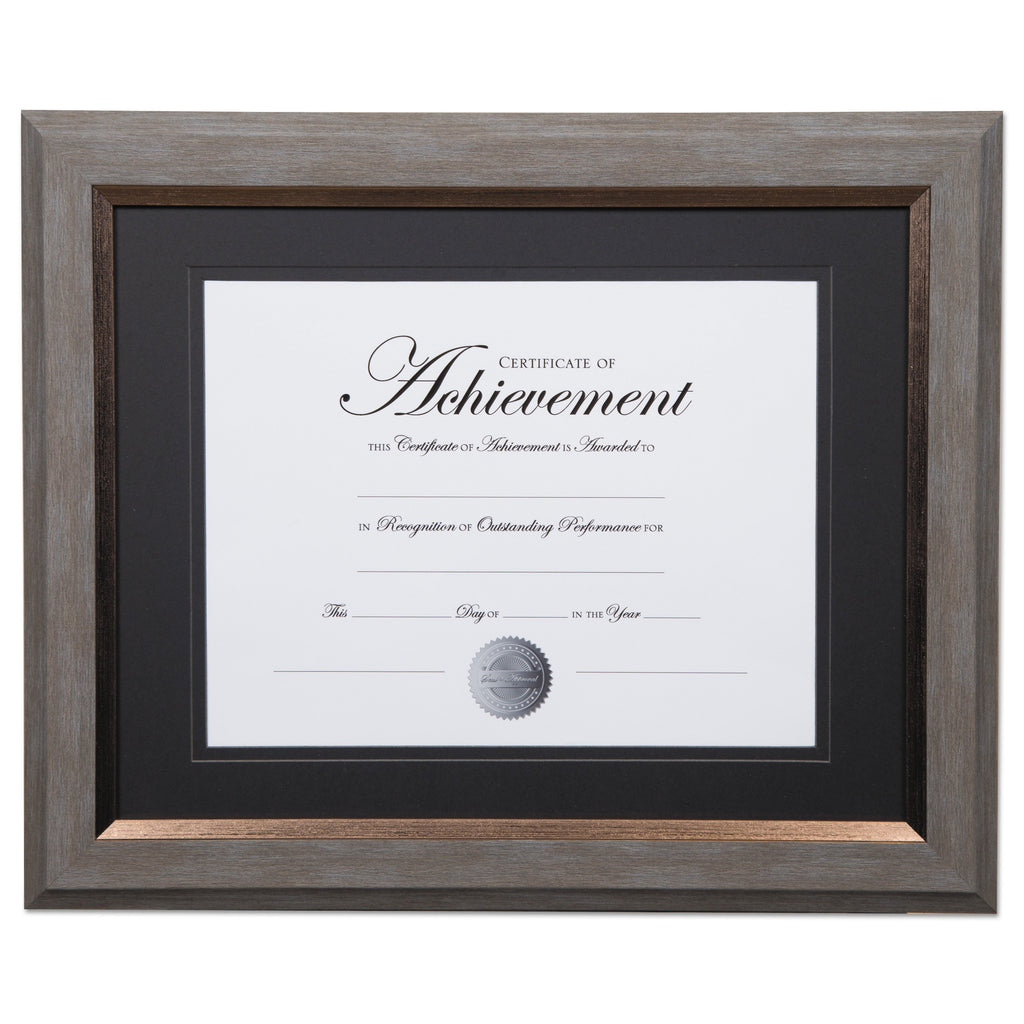 DAX 2-Tone 11 x 14 Document Frame, 8.5 x 11 Insert, Gray/Gold Frame, Black Mat
