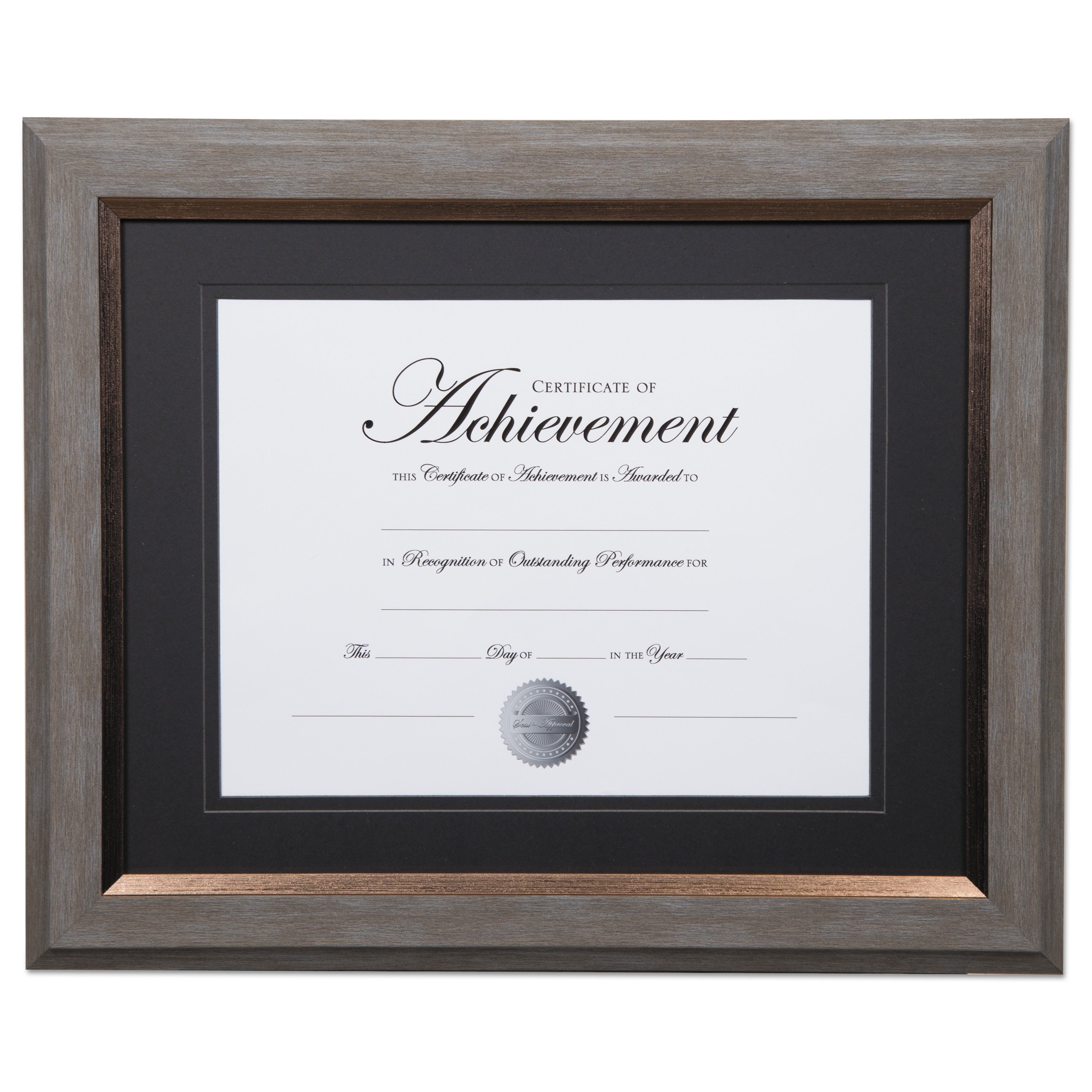 DAX 2-Tone 11 x 14 Document Frame, 8.5 x 11 Insert, Gray/Gold Frame, Black Mat
