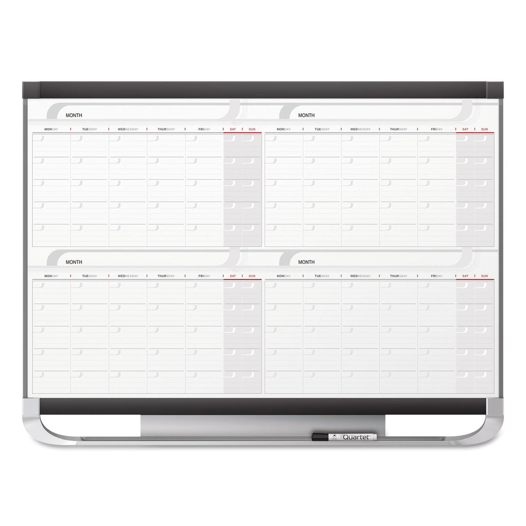 Quartet Prestige 2 Magnetic Total Erase 4-Month Calendar, 36 x 24, Graphite Color Frame