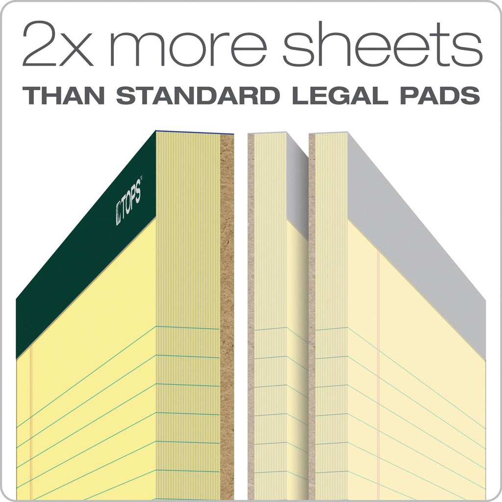 TOPS Double Docket Ruled Pads, Narrow Rule, 100 Canary-Yellow 8.5 x 11.75 Sheets, 6/Pack