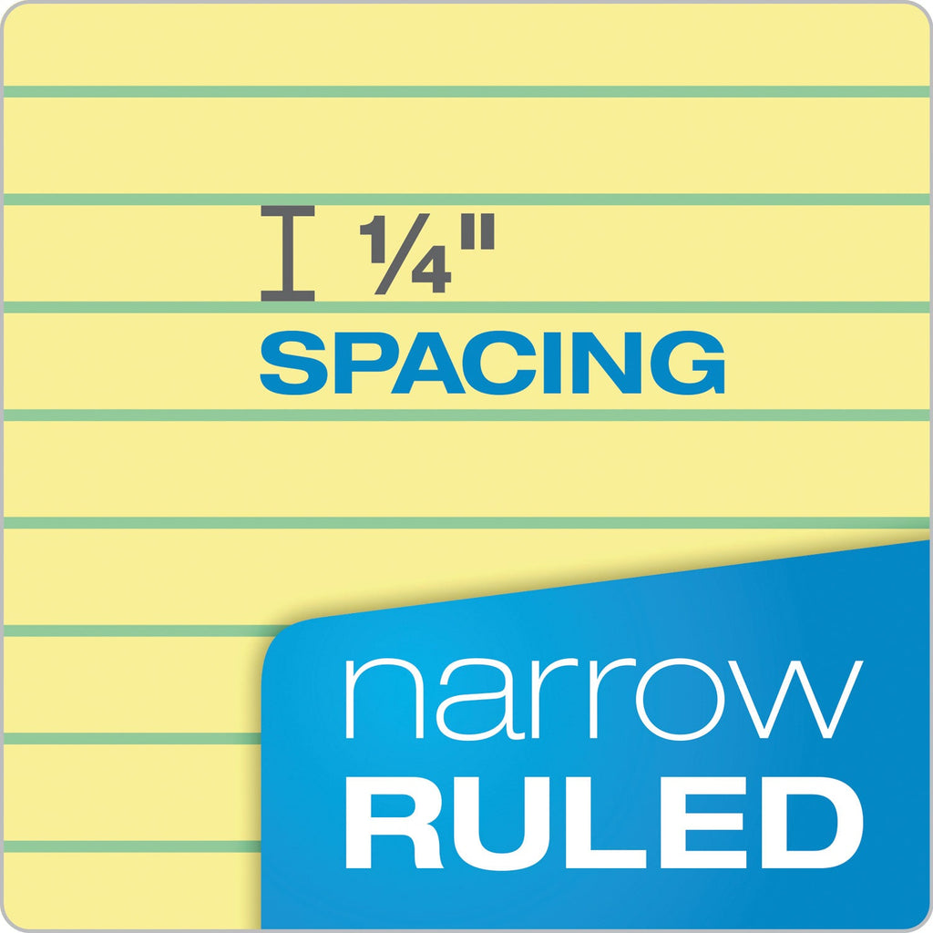 TOPS Double Docket Ruled Pads, Narrow Rule, 100 Canary-Yellow 8.5 x 11.75 Sheets, 6/Pack
