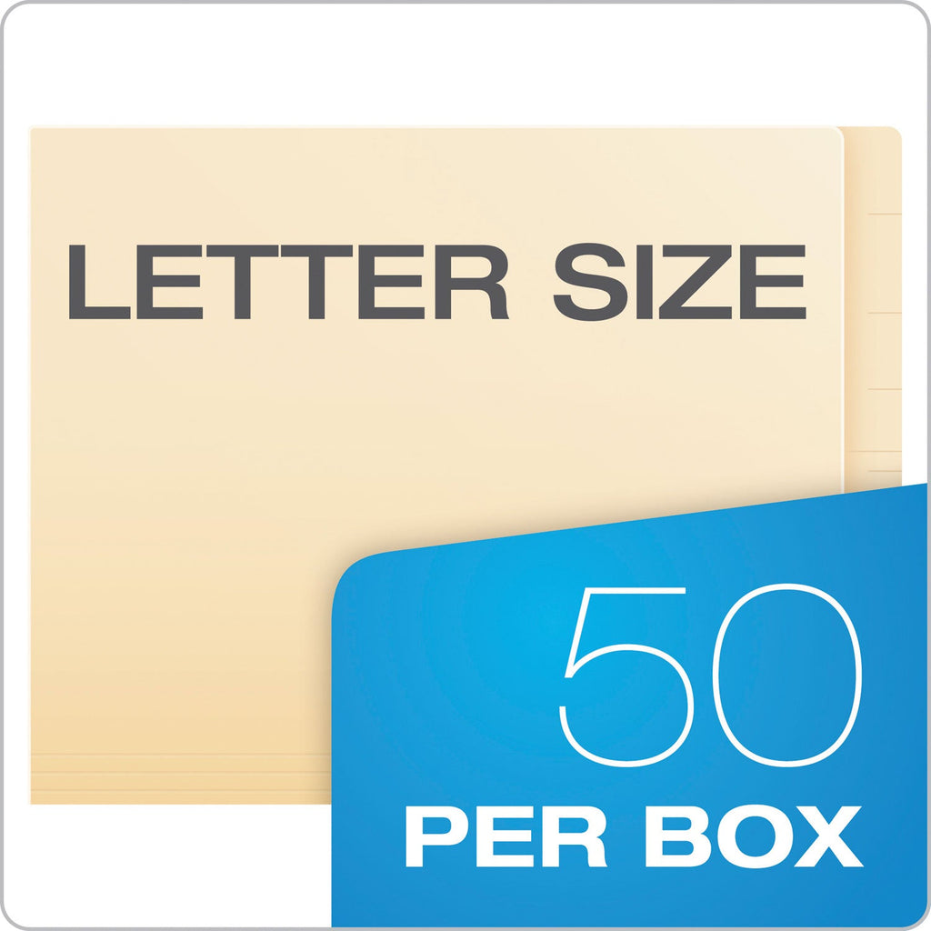 Pendaflex SmartShield End Tab Fastener Folders, 2 Fasteners, Letter Size, Manila Exterior, 50/Box