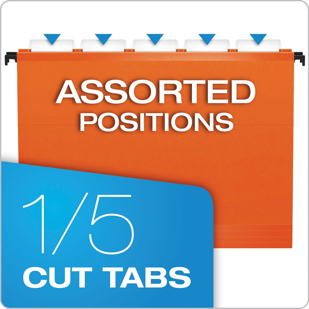 Pendaflex SureHook Hanging Folders, Letter Size, 1/5-Cut Tabs, Orange, 20/Box