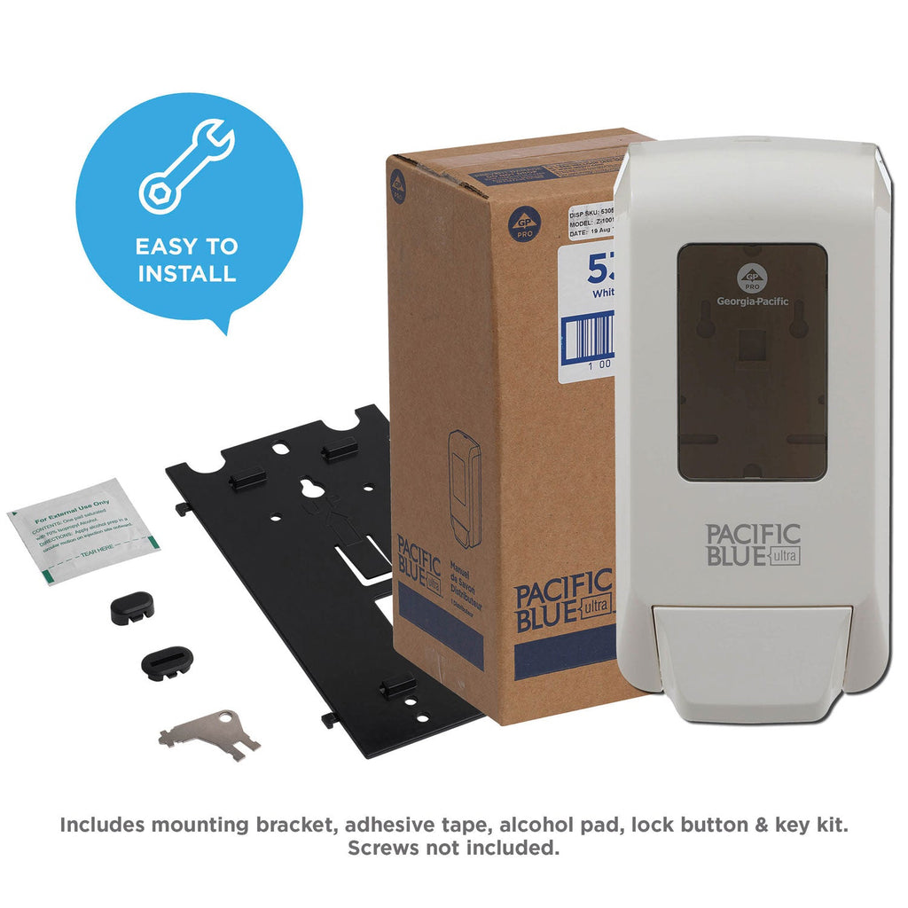 Georgia Pacific Pacific Blue Ultra Soap/Sanitizer Dispenser, 1,200 mL, White