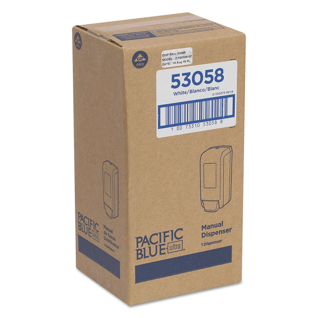 Georgia Pacific Pacific Blue Ultra Soap/Sanitizer Dispenser, 1,200 mL, White