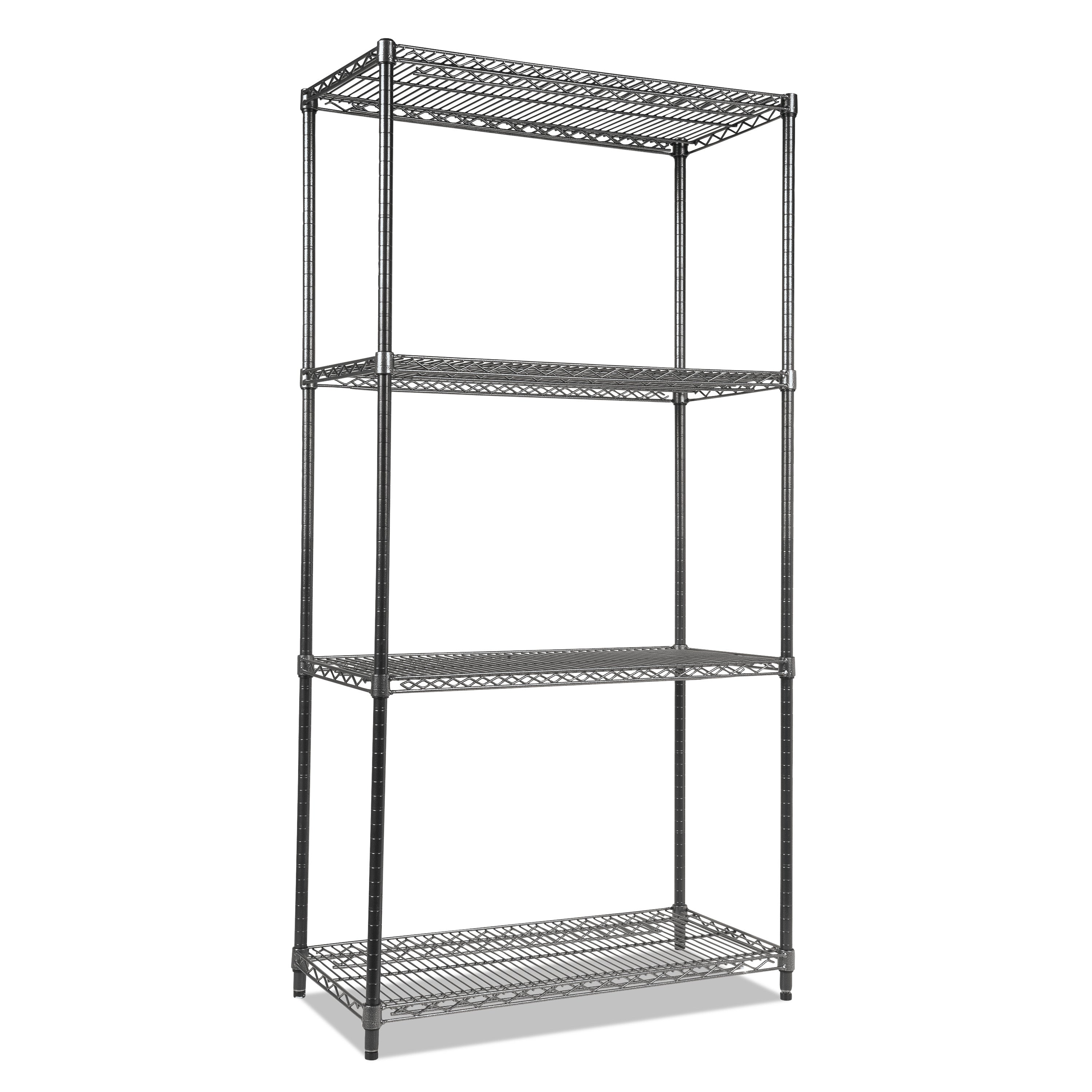 Alera Wire Shelving Starter Kit, Four-Shelf, 36w x 18d x 72h, Black Anthracite