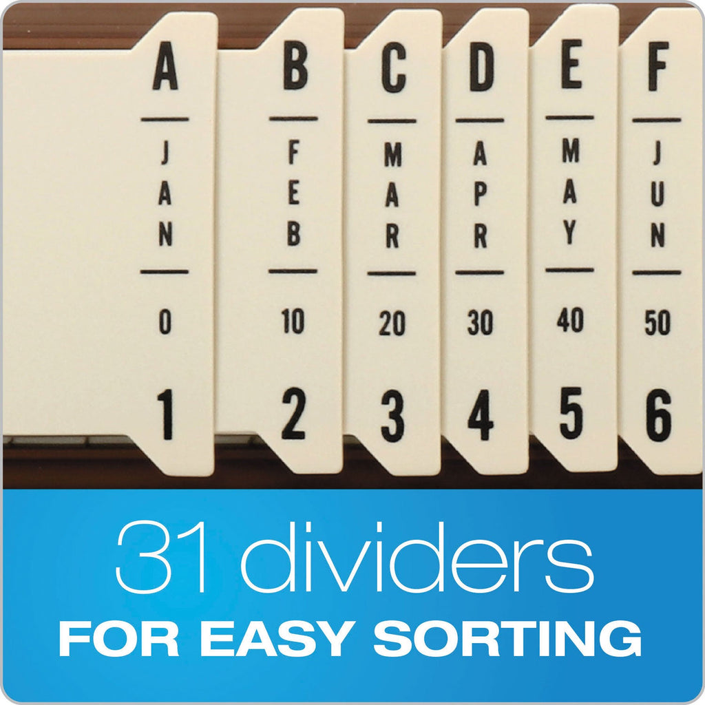 Pendaflex General Purpose Indexed Sorter, 31 Dividers, Alpha/Numeric/Month/Date/Day Index, Letter Size, Brown Frame