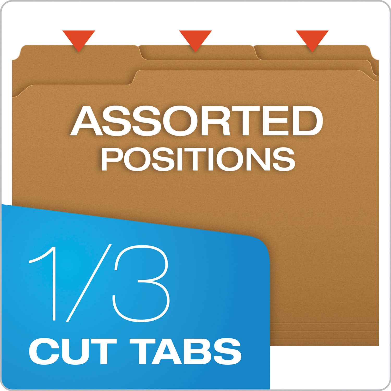 Pendaflex Kraft Fastener Folders, 1/3-Cut Tabs: Assorted, 1 Fastener, Letter Size, Kraft Exterior, 50/Box