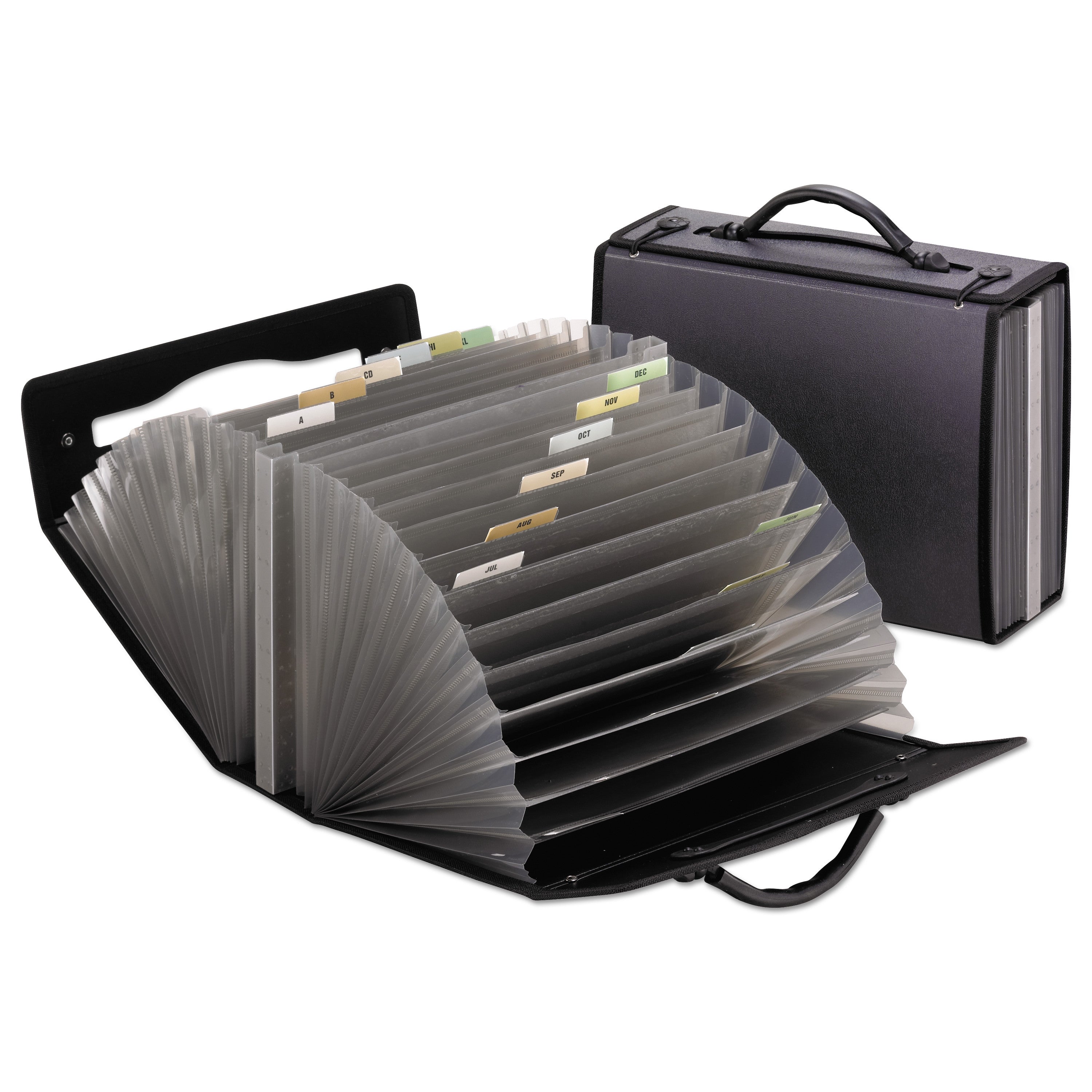 Pendaflex 26-Pocket Document Carrying Case, 26 Sections, Cord/Hook Closure, 1/6-Cut Tabs, Letter Size, Smoke