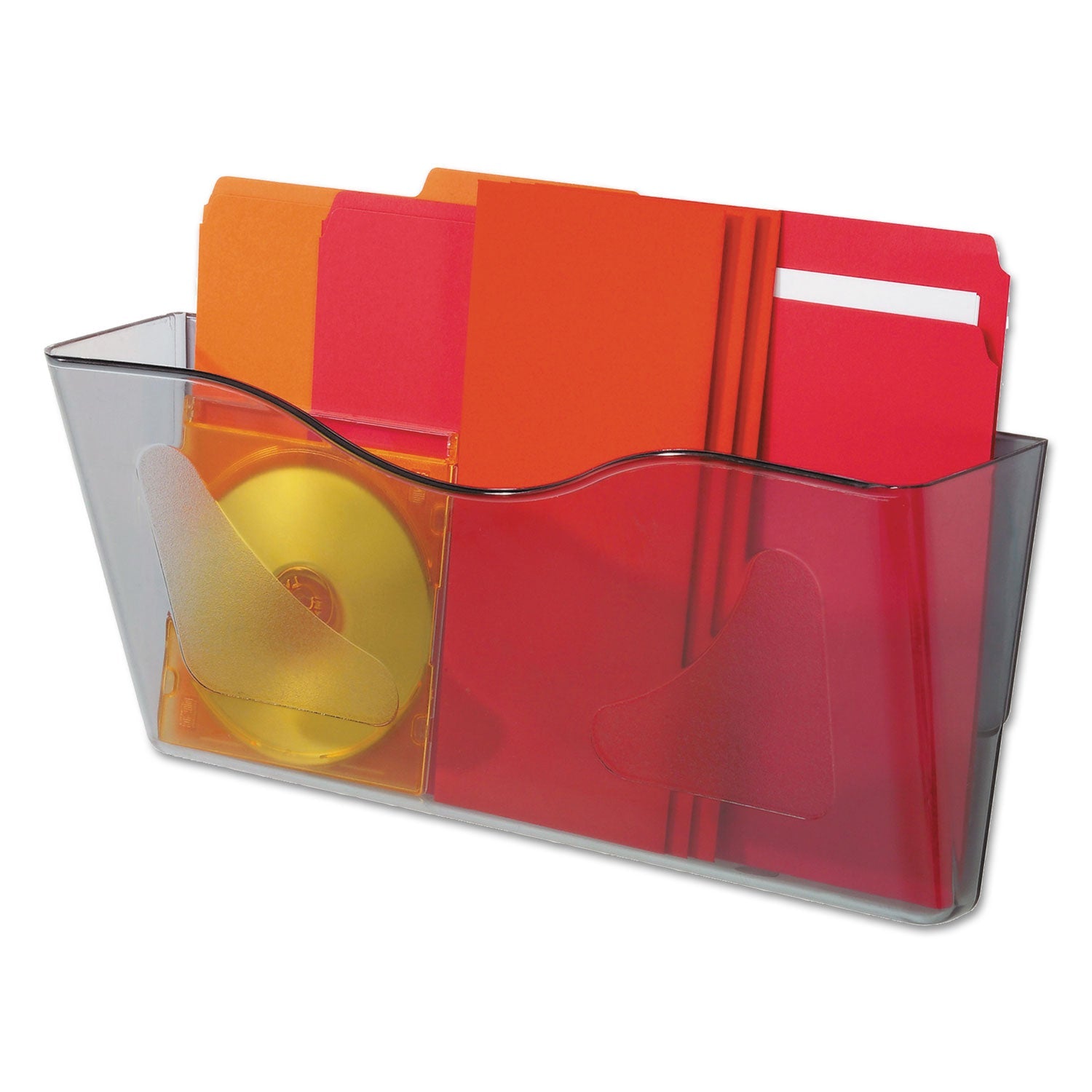 deflecto Euro-Style DocuPocket Landscape Wall File, Larger Files/Tabloid Size, 15" x 4" x 6.63", Smoke