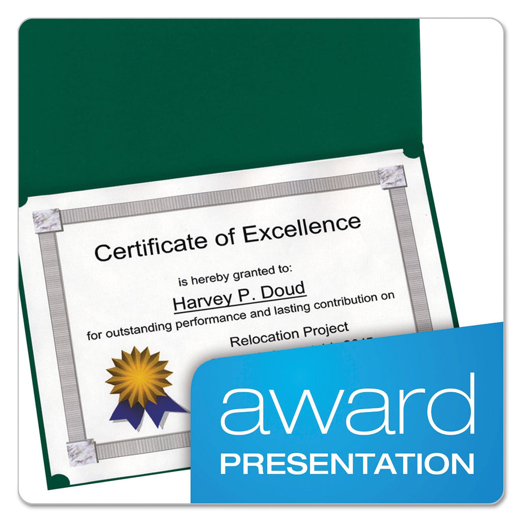 Oxford Certificate Holder, 11.25 x 8.75, Green, 5/Pack