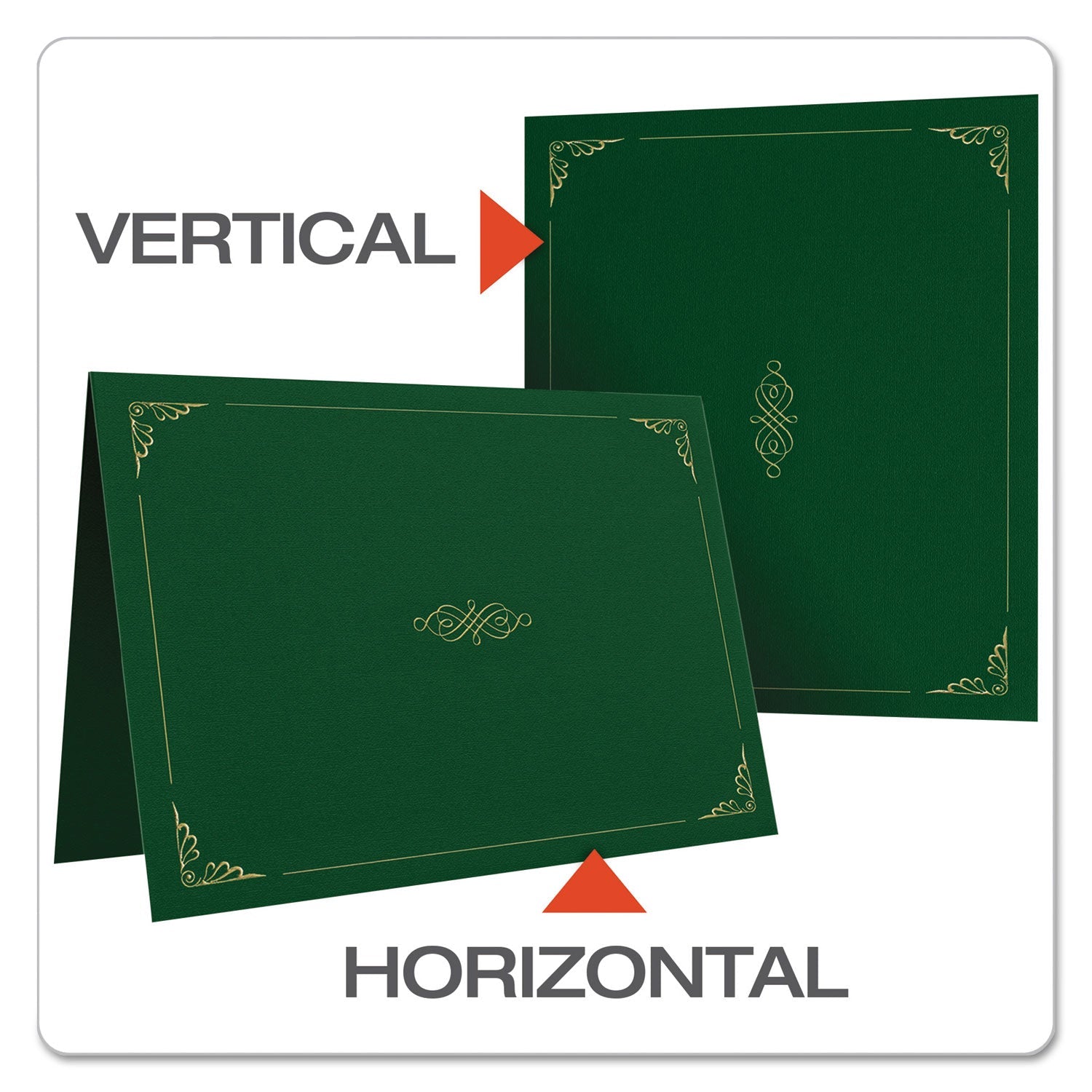 Oxford Certificate Holder, 11.25 x 8.75, Green, 5/Pack