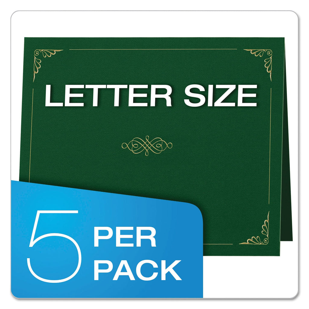 Oxford Certificate Holder, 11.25 x 8.75, Green, 5/Pack