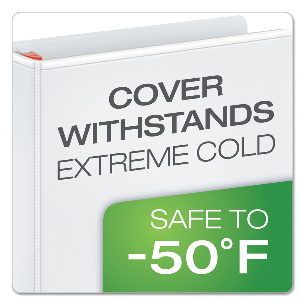 Cardinal XtraLife ClearVue Non-Stick Locking Slant-D Ring Binder, 3 Rings, 6" Capacity, 11 x 8.5, White