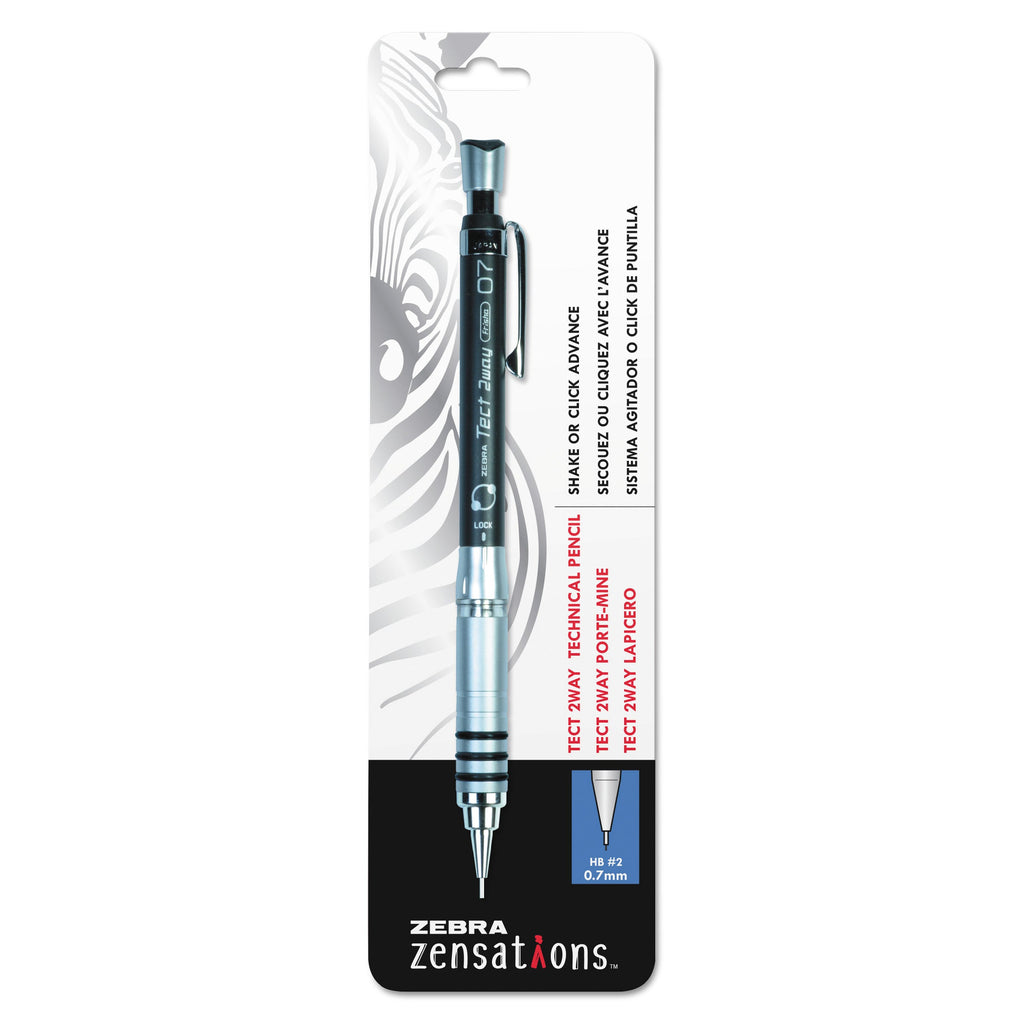 Zebra Zensations Tect 2way 1000 Technical Pencil, 0.7 mm, HB (#2), Black Lead, Black Barrel