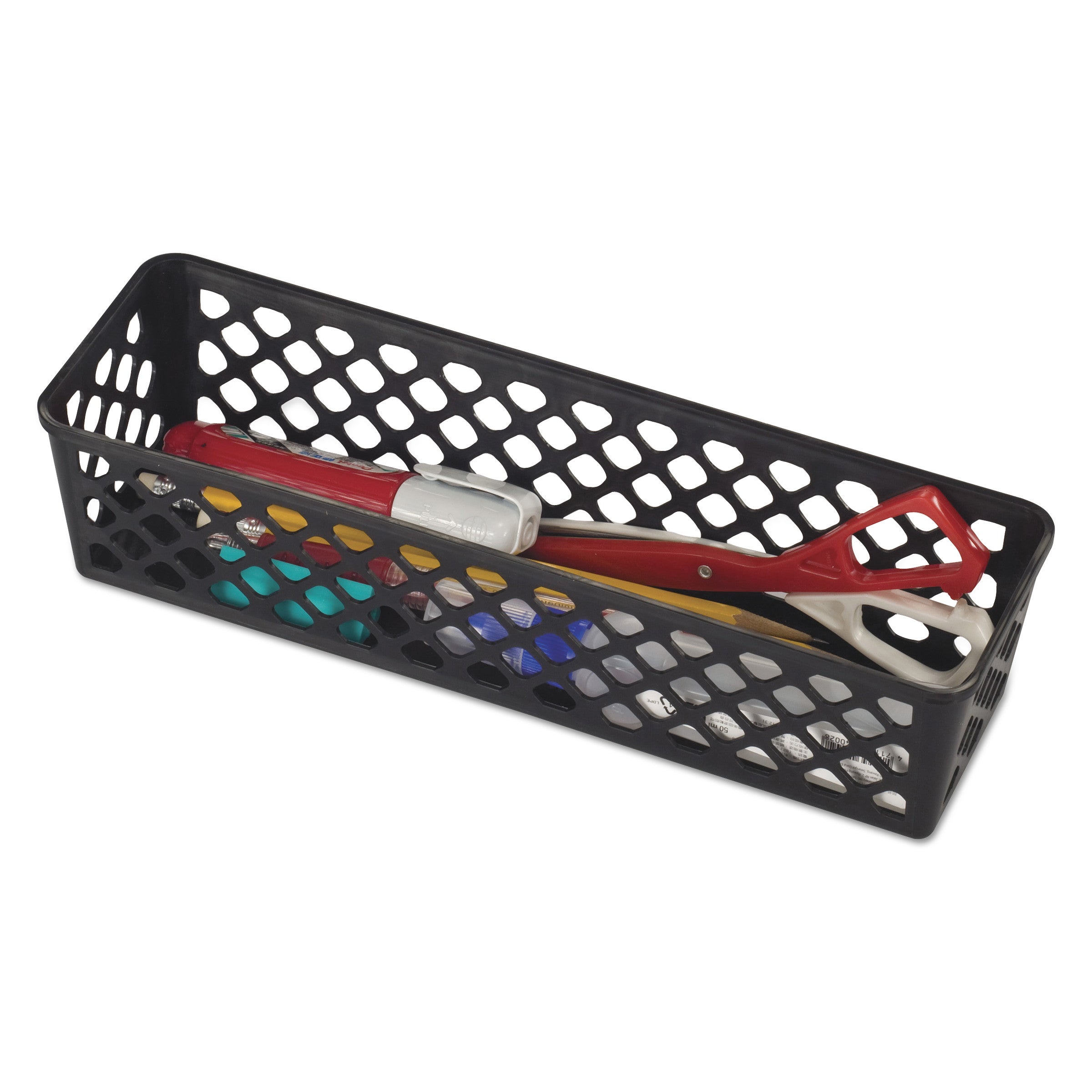 Officemate Recycled Supply Basket, Plastic, 10.13 x 3.06 x 2.38, Black, 3/Pack