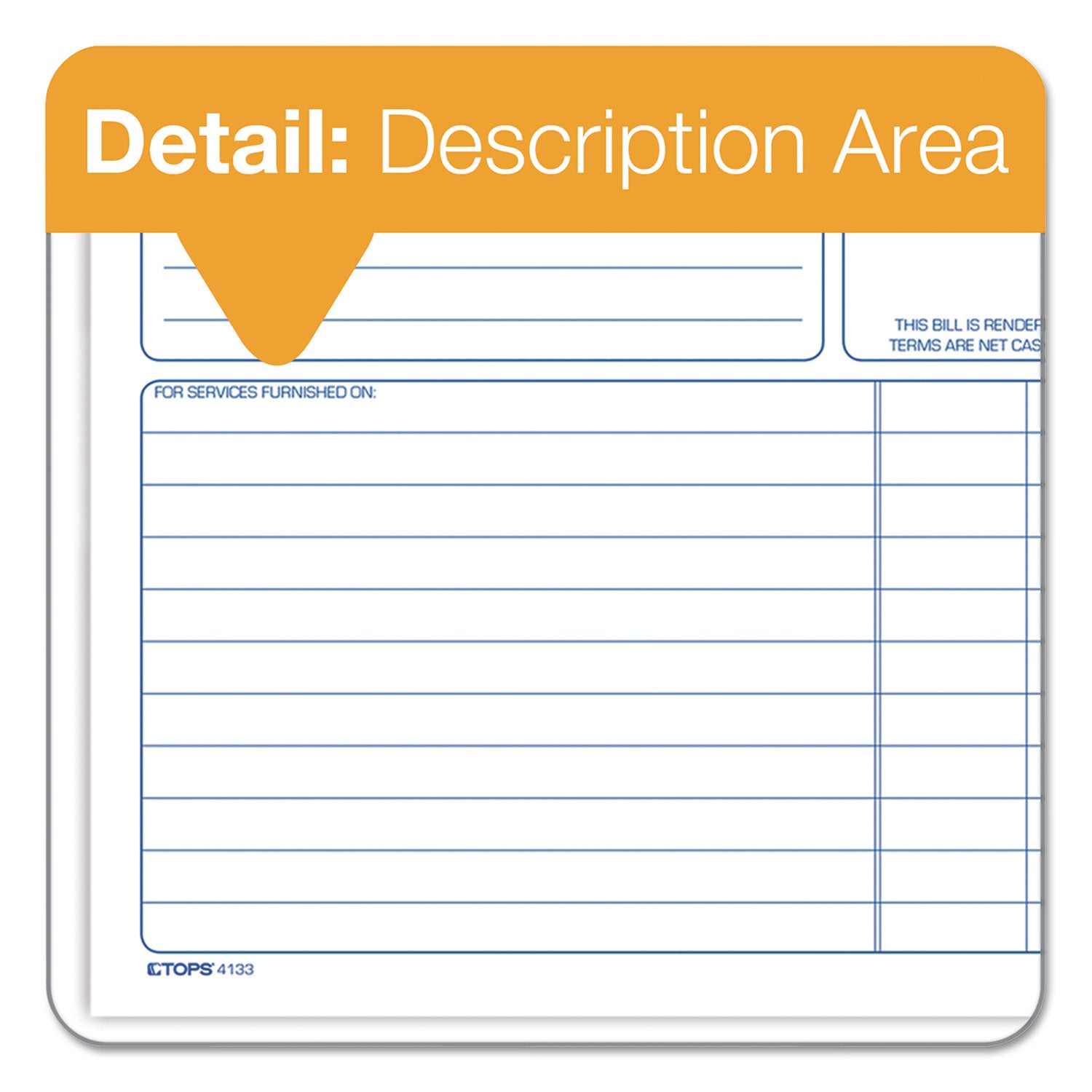 TOPS Spiralbound Service Invoices, Two-Part Carbonless, 8.5 x 7.75, 1/Page, 50 Forms
