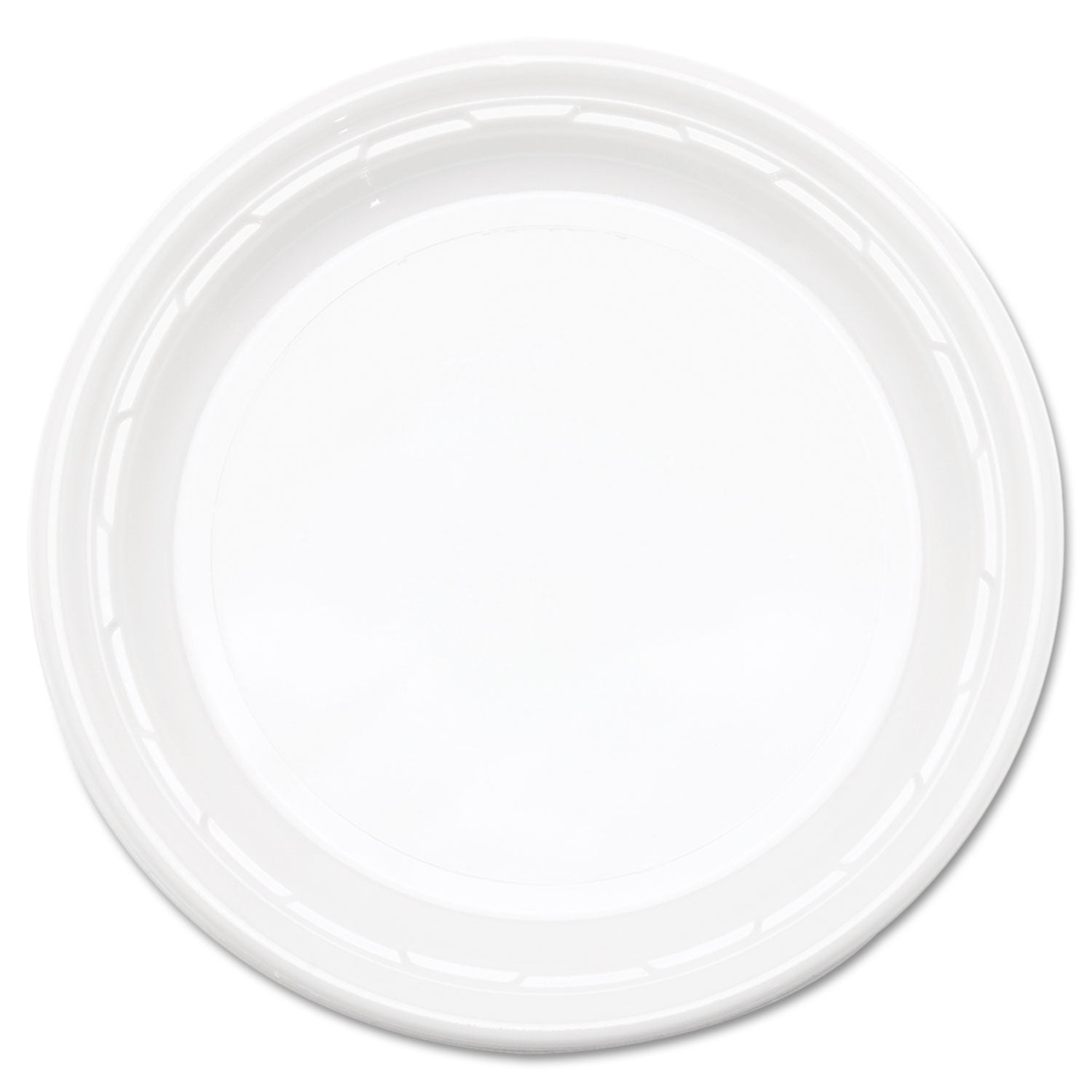 Dart Famous Service Plastic Dinnerware, Plate, 6" dia, White, 125/Pack, 8 Packs/Carton
