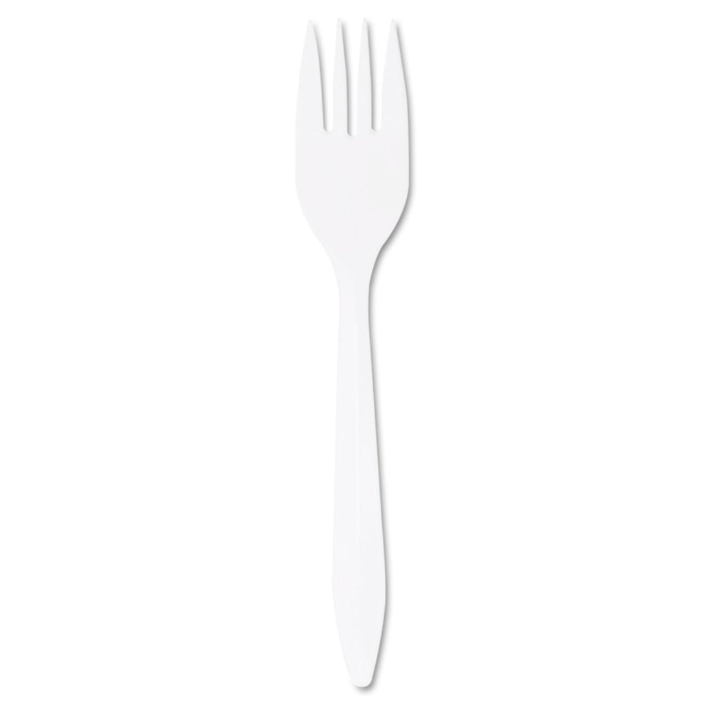 Dart Style Setter Mediumweight Plastic Forks, White, 1000/Carton