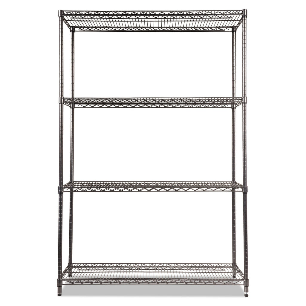 Alera Wire Shelving Starter Kit, Four-Shelf, 48w x 18d x 72h, Black Anthracite