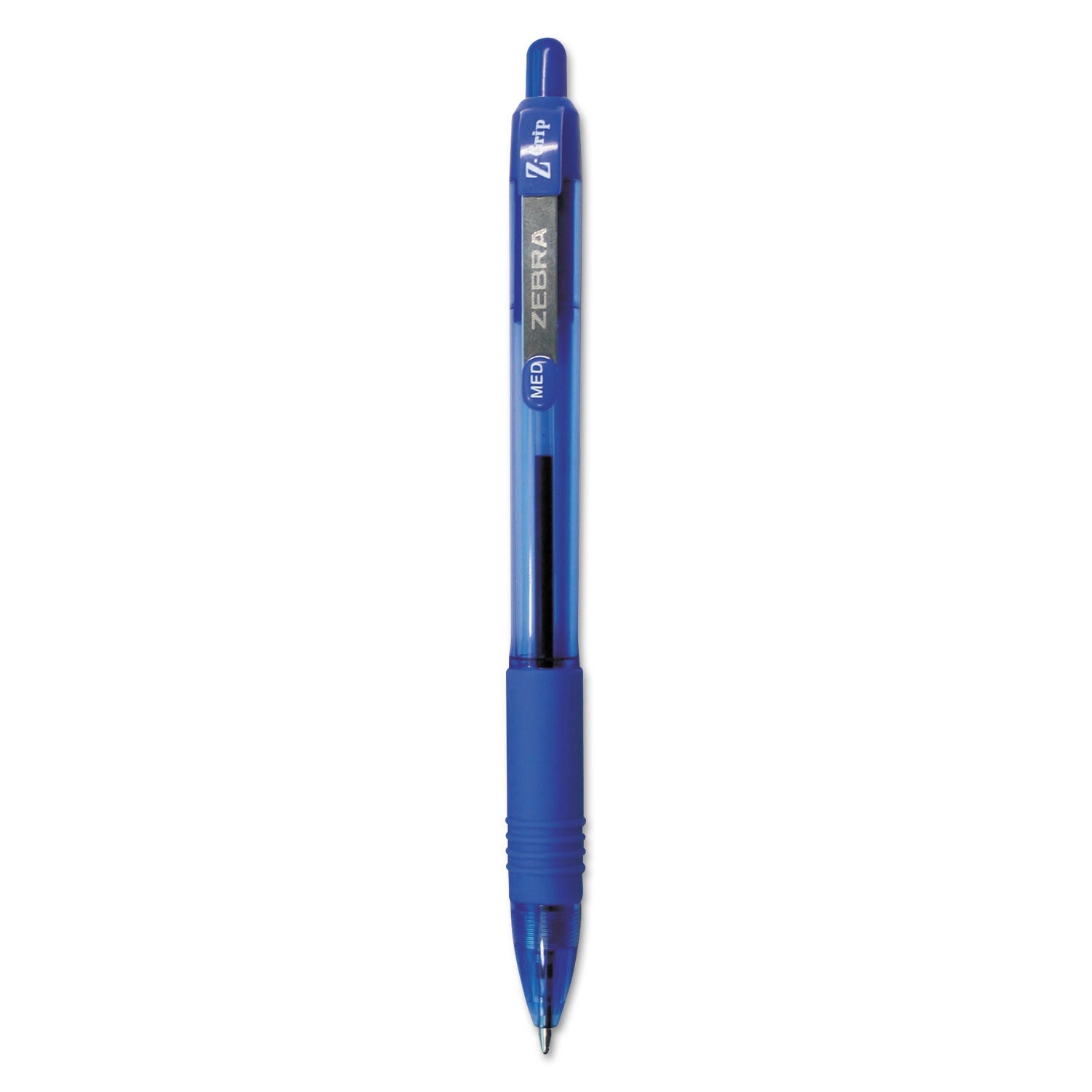 Zebra Z-Grip Ballpoint Pen, Retractable, Medium 1 mm, Blue Ink, Clear Barrel, 12/Pack