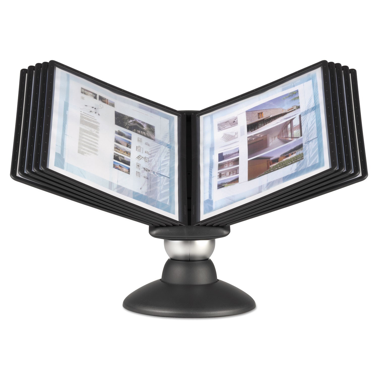 Durable SHERPA Motion Desk Reference System, 10 Panels, Black Borders