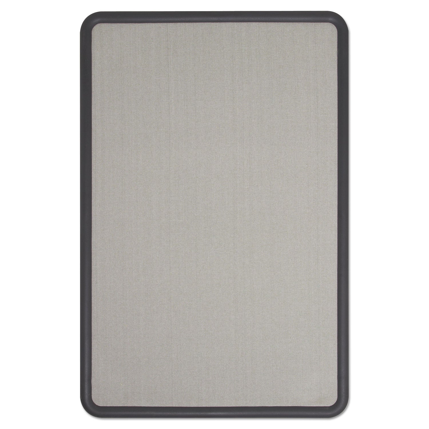 Quartet Contour Fabric Bulletin Board, 48 x 36, Gray Surface, Black Plastic Frame