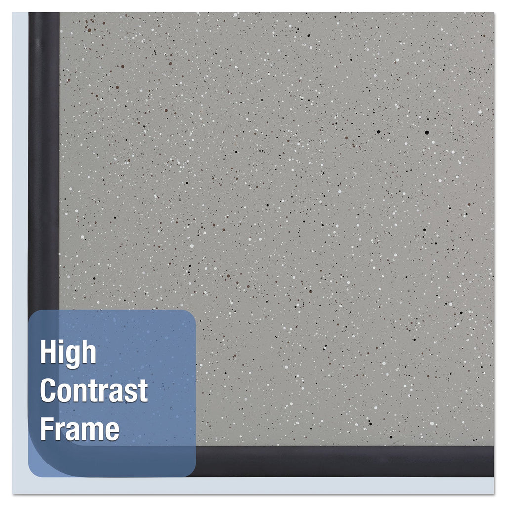 Quartet Contour Granite Gray Tack Board, 48 x 36, Black Frame
