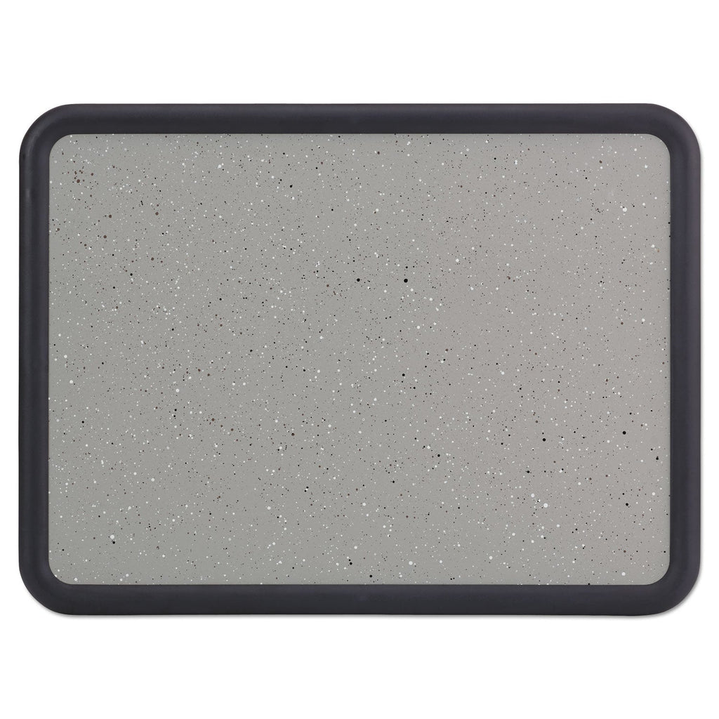 Quartet Contour Granite Gray Tack Board, 48 x 36, Black Frame