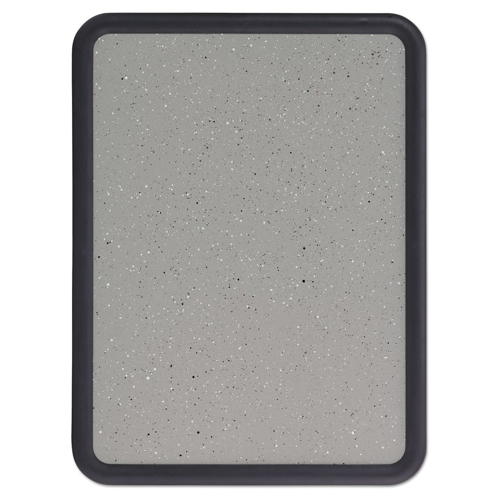 Quartet Contour Granite Gray Tack Board, 48 x 36, Black Frame