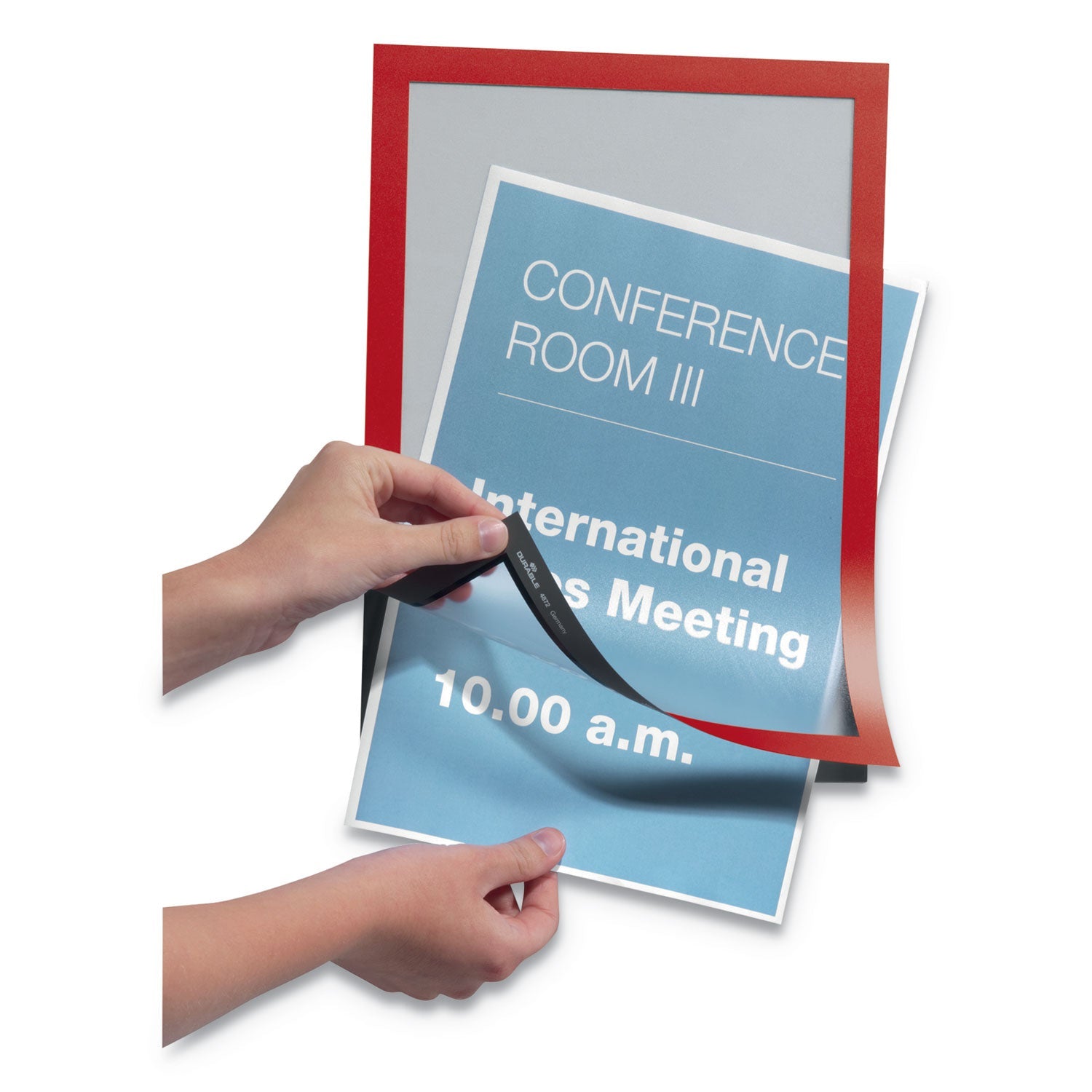 Durable DURAFRAME Sign Holder, 8.5 x 11, Red Frame, 2/Pack