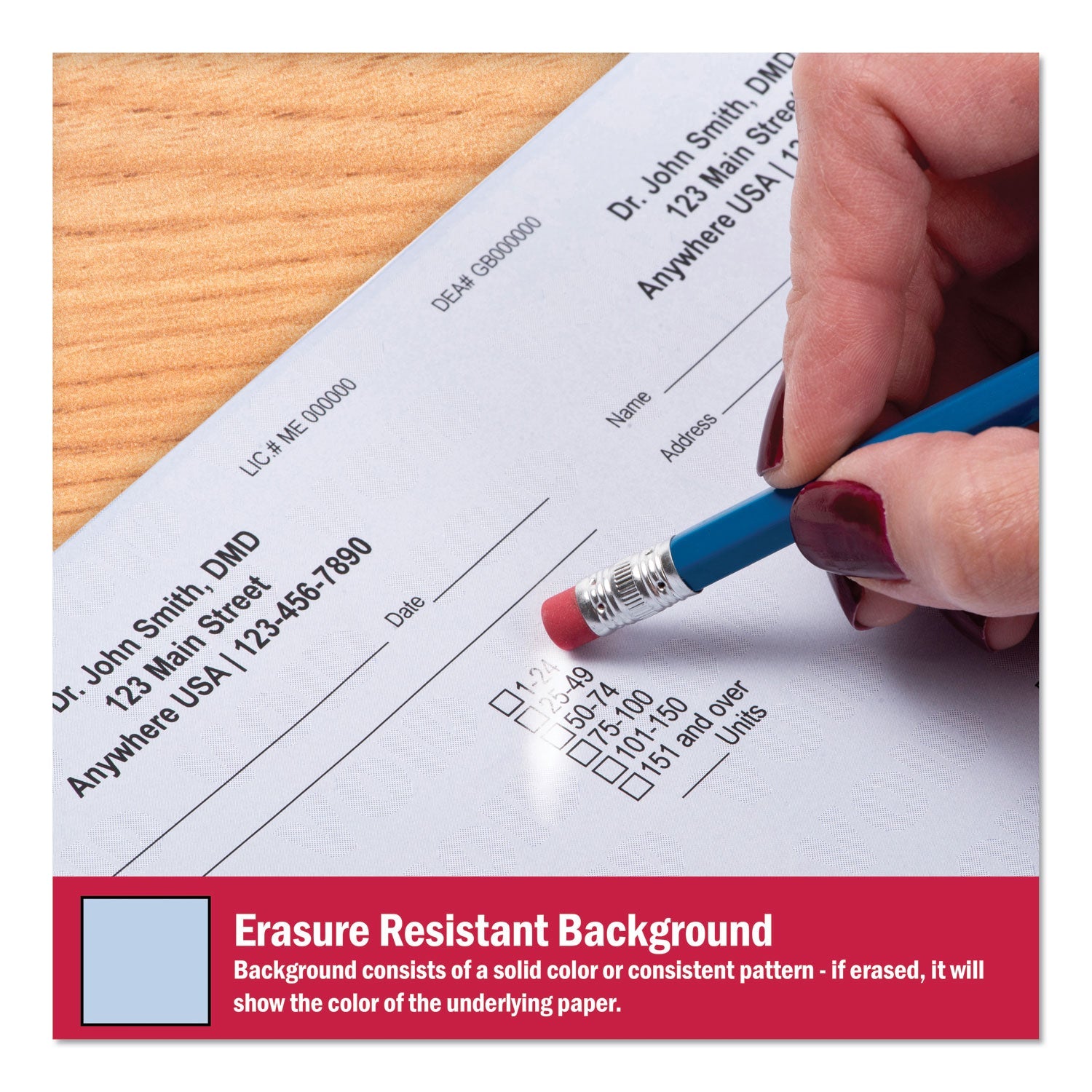 DocuGard Medical Security Papers, 24 lb Bond Weight, 8.5 x 11, Blue, 500/Ream