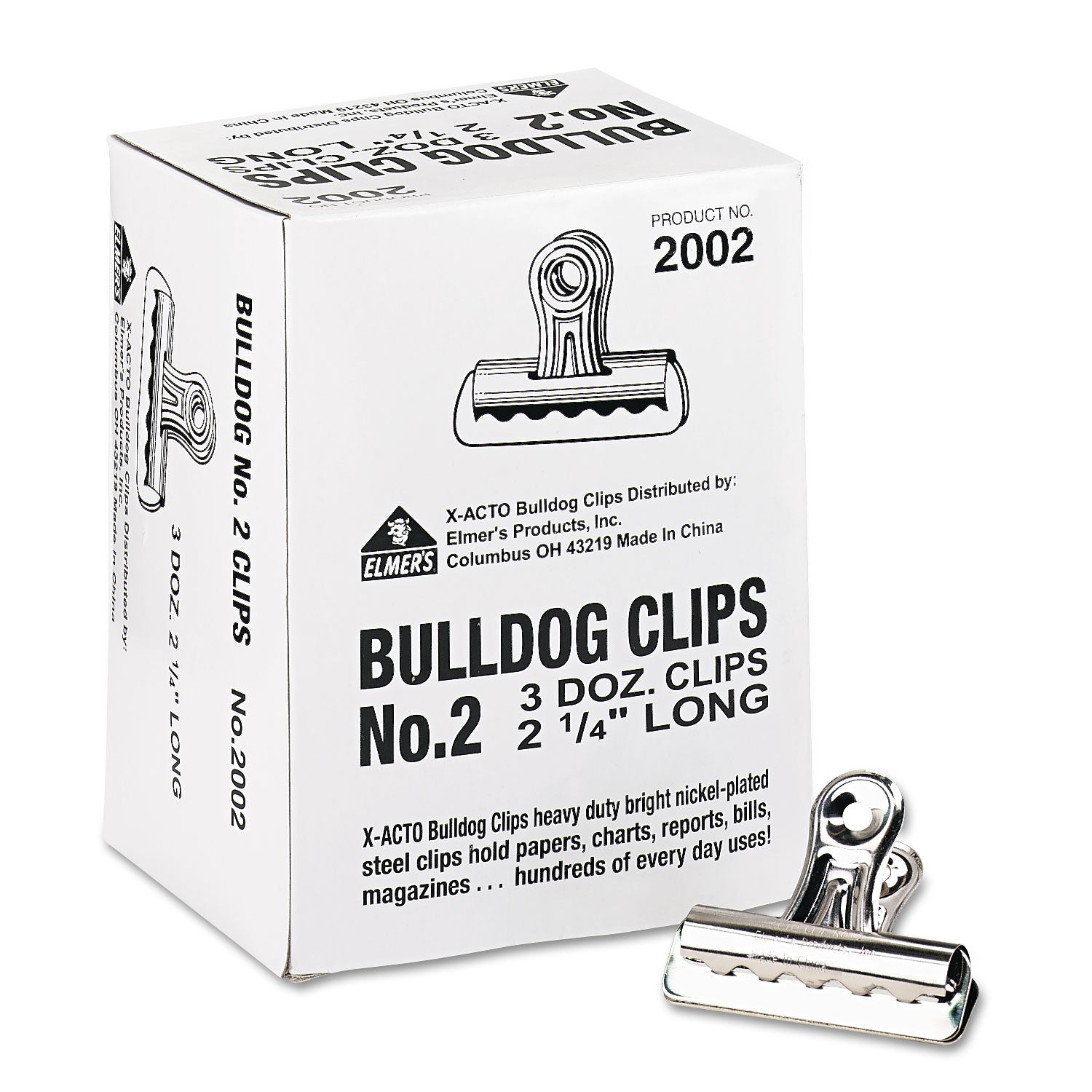X-ACTO Bulldog Clips, Medium, Nickel, 36/Box