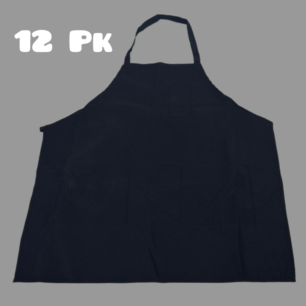 Chef Apron (12 Pack) 3 Pockets Tubular Tie 100% Polyester Sz OSFM Black