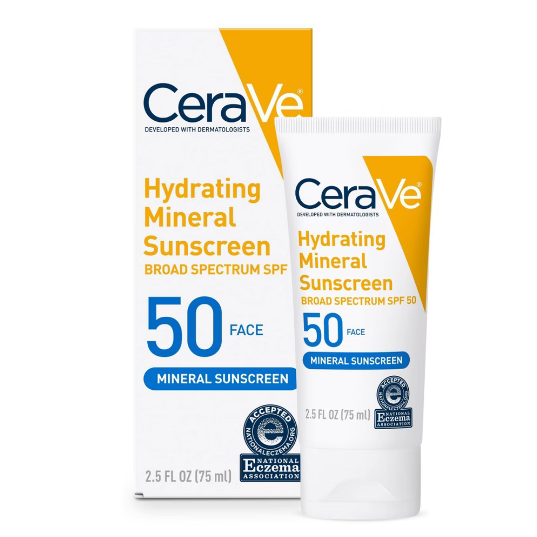 CeraVe Hydrating Mineral Face Sunscreen SPF 50 (2.5oz)