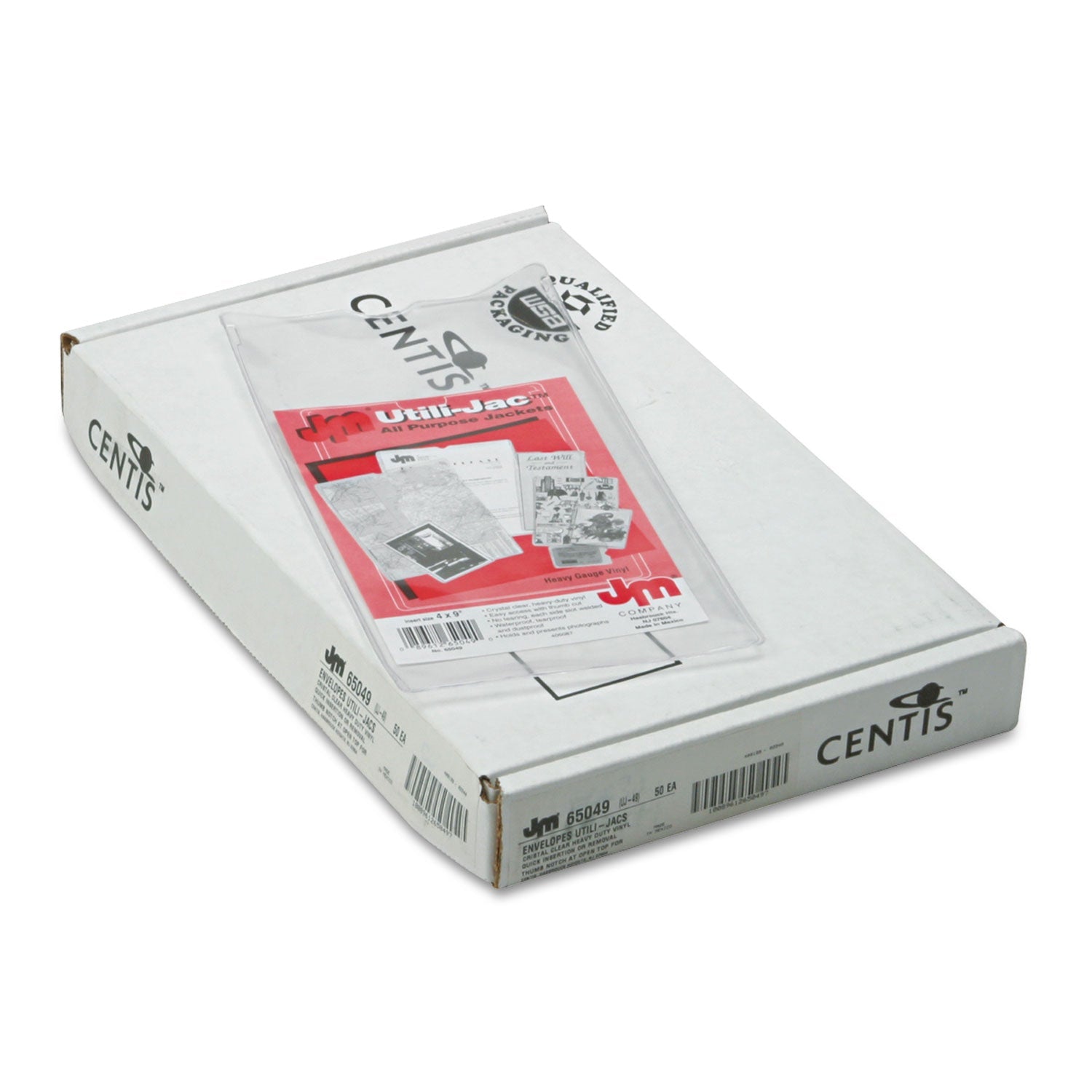 Oxford Utili-Jac Heavy-Duty Clear Plastic Envelopes, 4 x 9, 50/Box