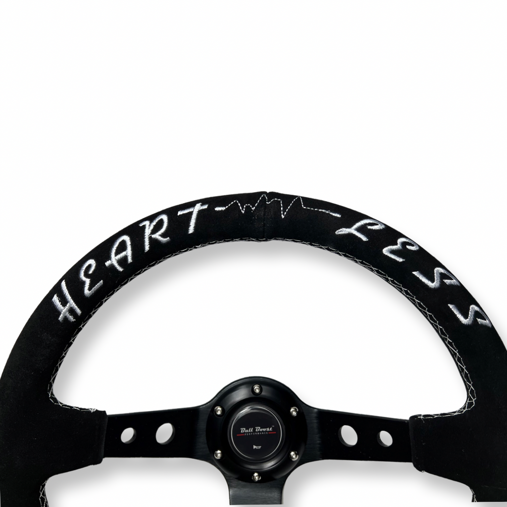 Universal 350mm 3"Deep Dish 6-Bolt Steering Wheel Black Suede Heartless